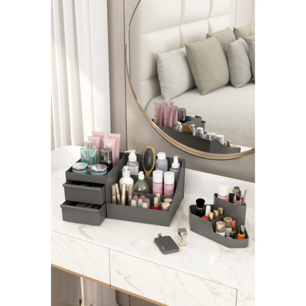 Dovi Home Makyaj Düzenleyici ve Kozmetik Saklama Kutusu Organizer 2'li Set - antrasit Makyaj Fırça ve Aksesuarları Fiyatı