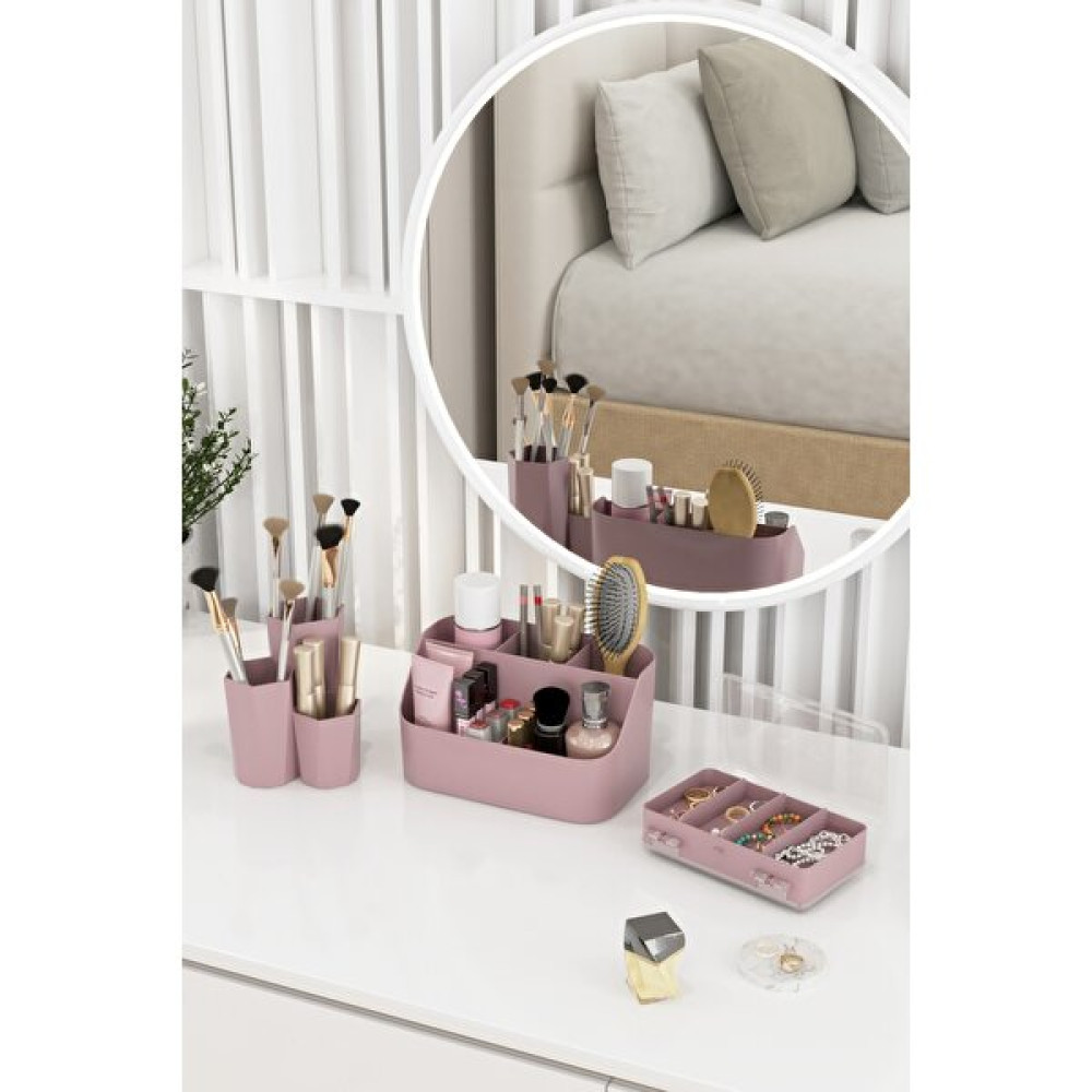 Dovi Home Makyaj Düzenleyici ve Kozmetik Saklama Kutusu Organizer 3'lü Set - Gül Kurusu Makyaj Fırça ve Aksesuarları Fiyatı