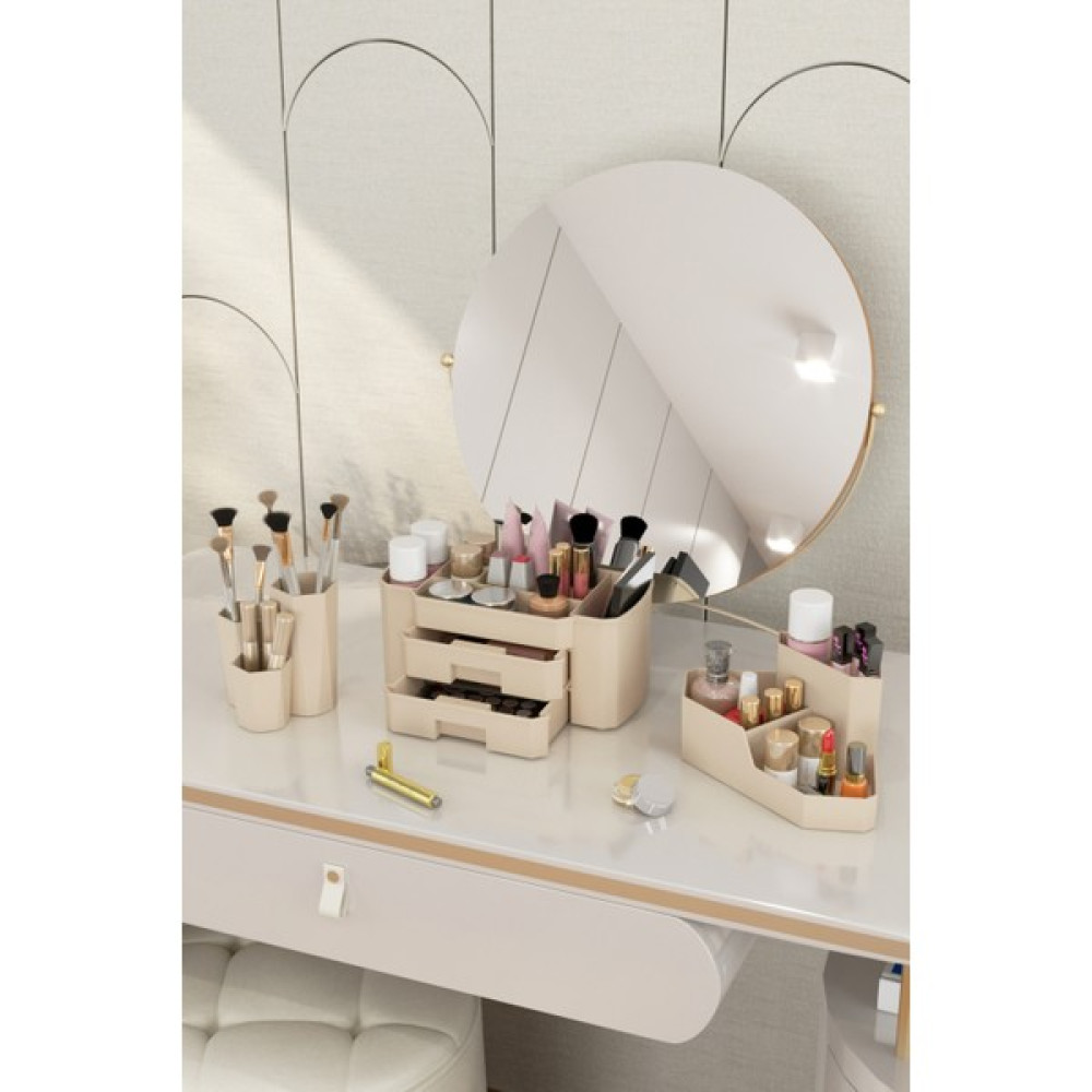 Dovi Home Makyaj Düzenleyici ve Kozmetik Saklama Kutusu Organizer 3'lü Set - Krem Makyaj Fırça ve Aksesuarları Fiyatı