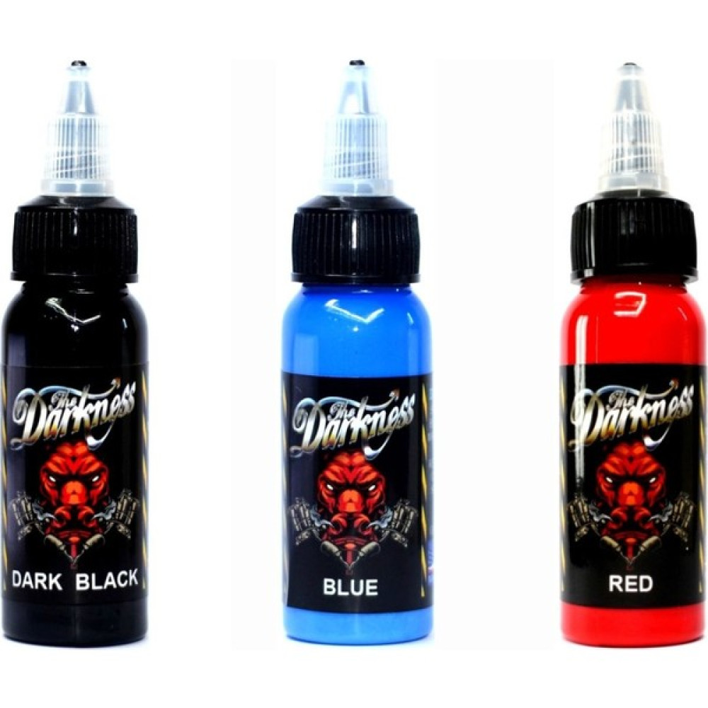 Dövme Boyası 3 Renk Koyu Siyah Dövme Boyası Kırmızı Dövme Boyası Mavi Dövme Boyası Darkness 30 ml Oto Boyaları Fiyatı