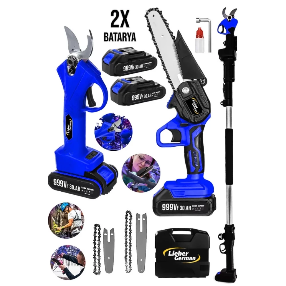 Dozzer 3İn1 Blu 2Li Set 999Vf 30Ah 3 Mt Teleskopik Dal Kesme Makasi Ve Budama Bicki Testere Makinesi Dal Budama Makineleri Fiyatı