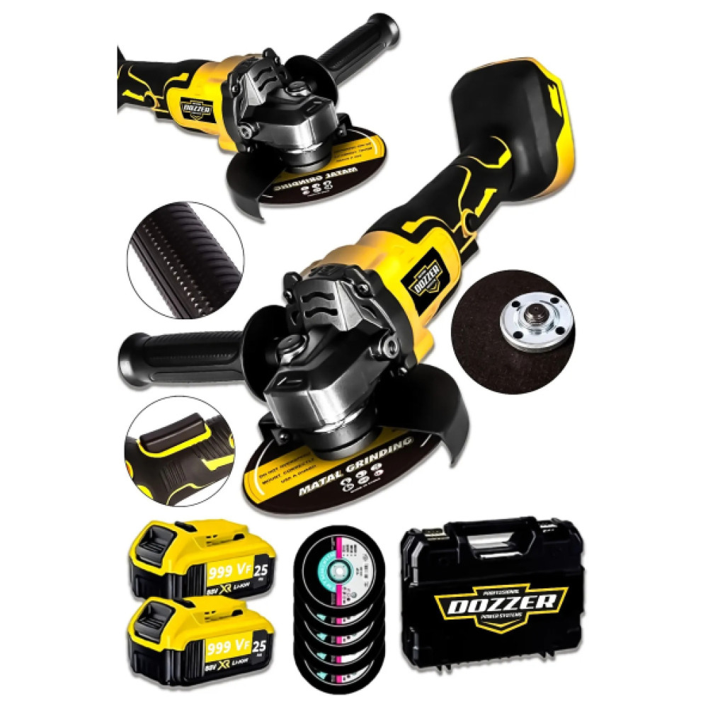 Dozzer Alman Komursuz Motor 999Vf 25Ah 2X Akulu 115Mm Taslama Spiral Kesme Makinesi +5 Tas Hediye Taşlama Makinesi Fiyatı