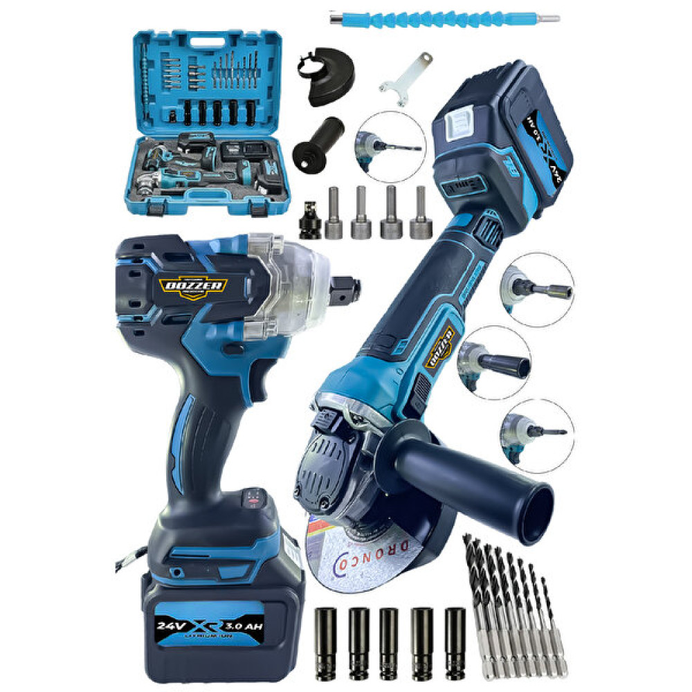 Dozzer Full Set 24 V 3 Ah Kömürsüz Motor Akülü Şarjlı Taşlama ve Bijon Somun Sökme Sıkma Makinesi Meyve Sıkacakları Fiyatı