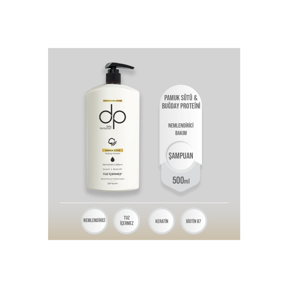 dp Daily Perfection Daily Perfection Pamuk Sütü Buğday Proteini 500 Ml Tuzsuz Şampuan Şampuan ve Saç Kremi Fiyatı