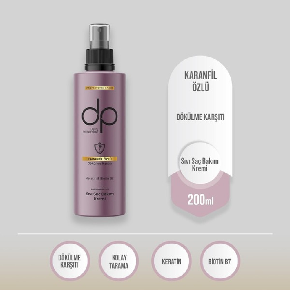 dp Daily Perfection Karanfil Özlü Durulanmayan Sıvı Saç Bakım Kremi 180 ml - 1 Şampuan ve Saç Kremi Fiyatı