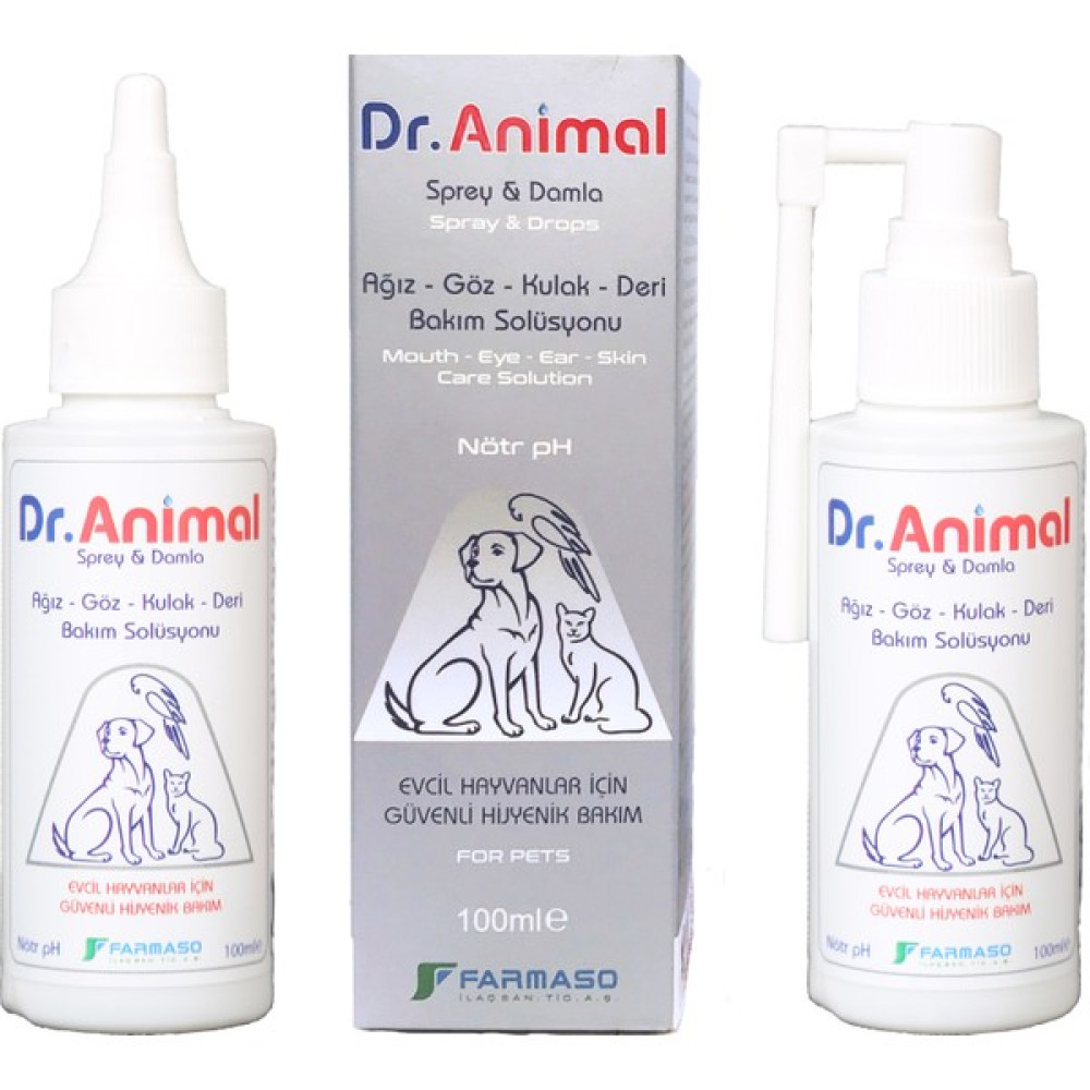 Dr. Animal Ağız-Göz-Kulak-Deri Bakım Solüsyonu 100 ml Evcil Hayvan Ürünleri Fiyatı