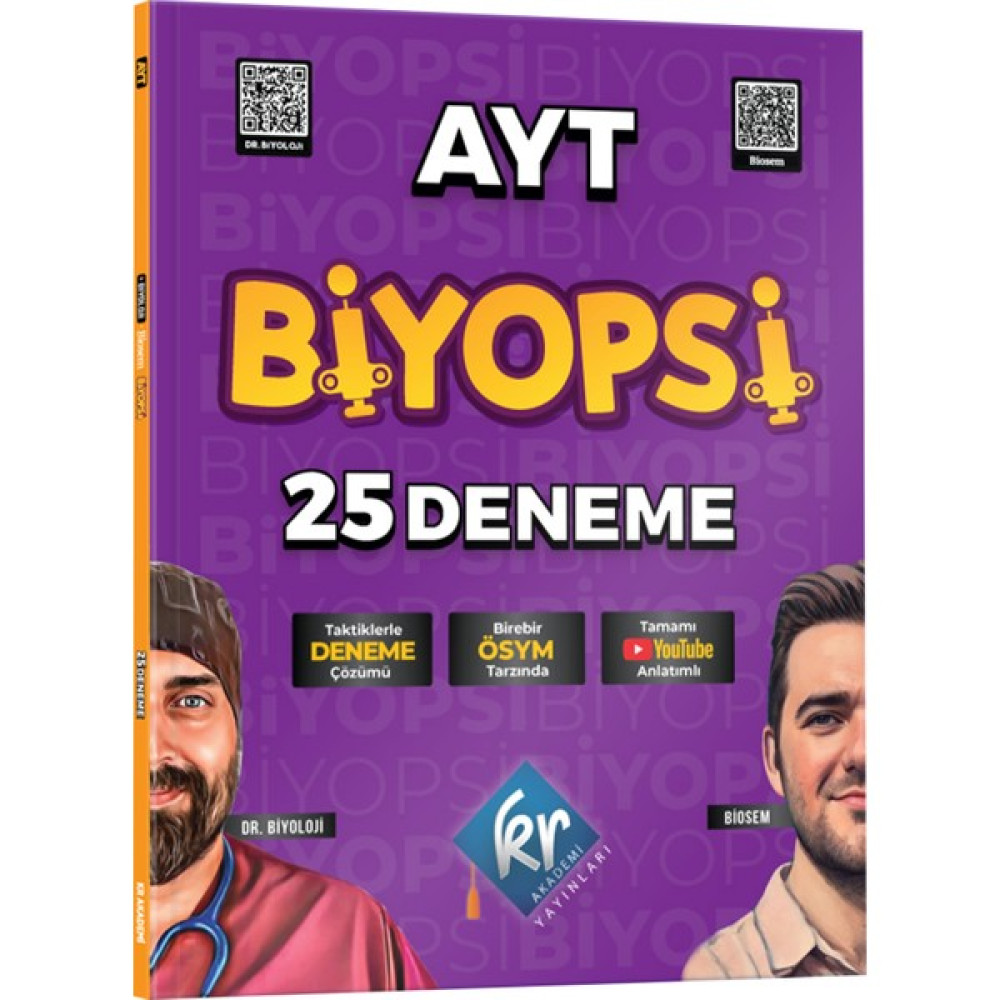 Dr. Biyoloji & Biosem AYT Biyopsi 25 Biyoloji Deneme KR Akademi Yayınları Ders Sınav Kitapları Fiyatı
