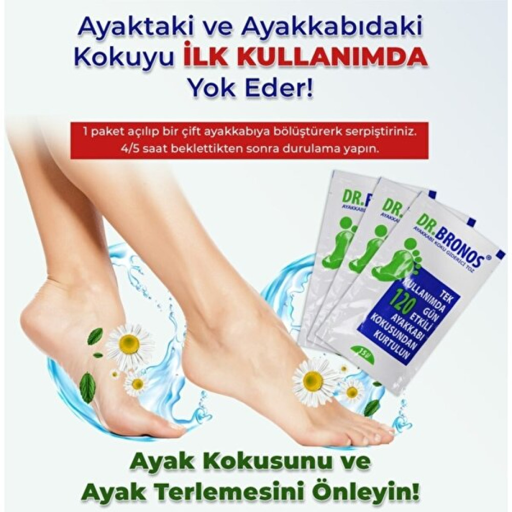 Dr. Bronos Ayakkabı İçi Koku Giderici Önleyici Bakım Ayak Kokusu Toz 120 Gün Etkili 12 Adet Ayak Bakımı Fiyatı