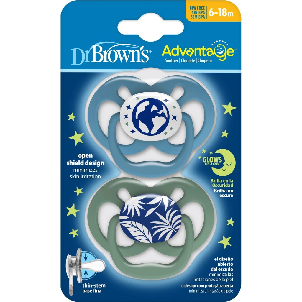Dr. Brown’s™ Advantage™ Karanlıkta Parlayan Yalancı Emzik Mavi Doğa- 2. Evre - 6 - 18 Ay - Gri - Pembe Emzik Fiyatı