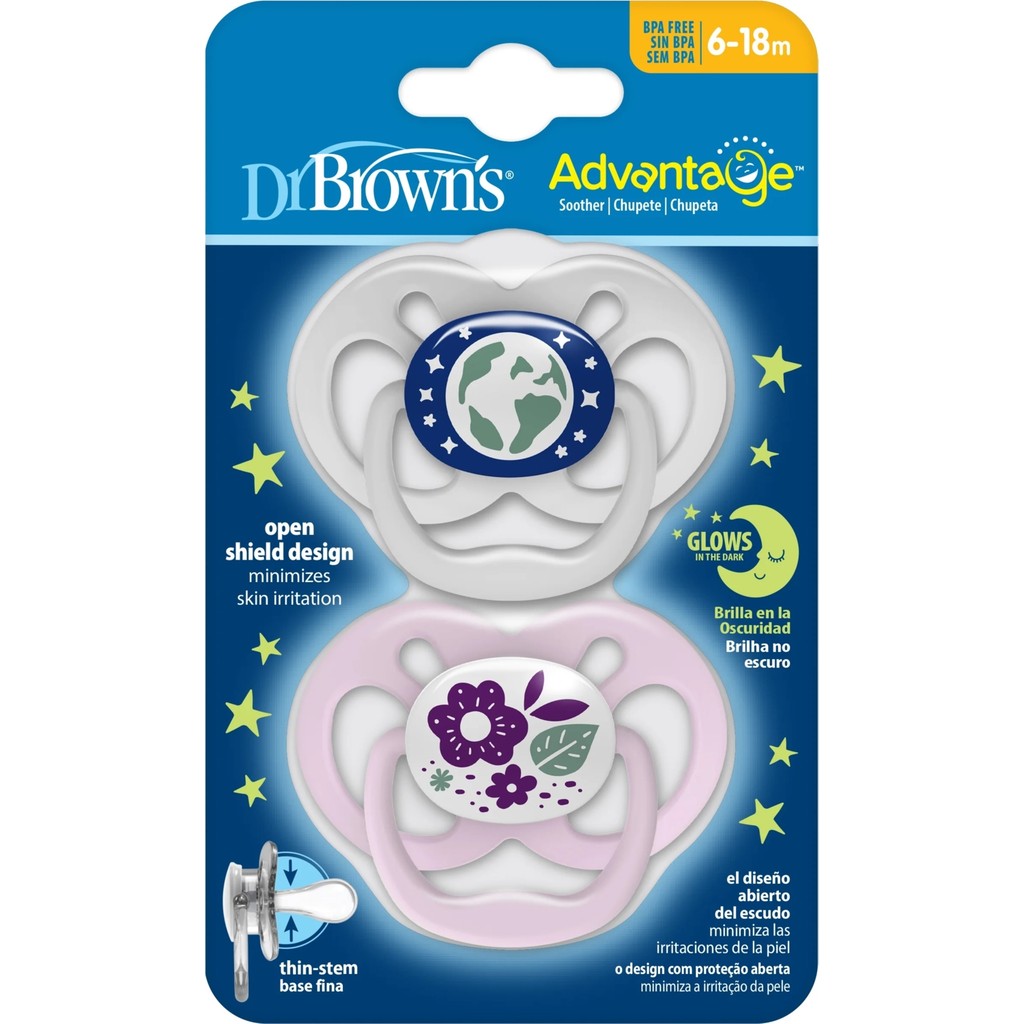 Dr. Brown’s™ Advantage™ Karanlıkta Parlayan Yalancı Emzik Mavi Doğa- 2. Evre - Yeşil - Mavi - 6 - 18 Ay Emzik Fiyatı