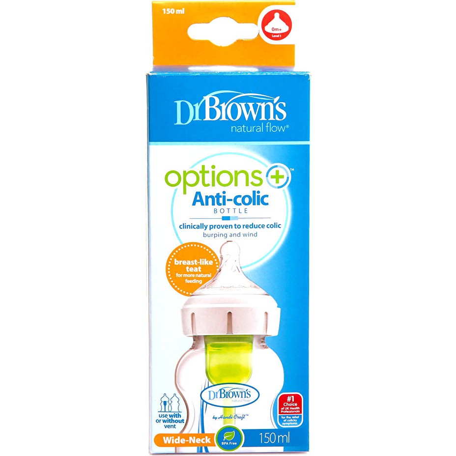 Dr Brown's Dr. Brown's Geniş Ağız Antikolik PP Biberon 150 ml 0+ Ay Silikon Malzeme ile Doğal Akış Biberon Fiyatı