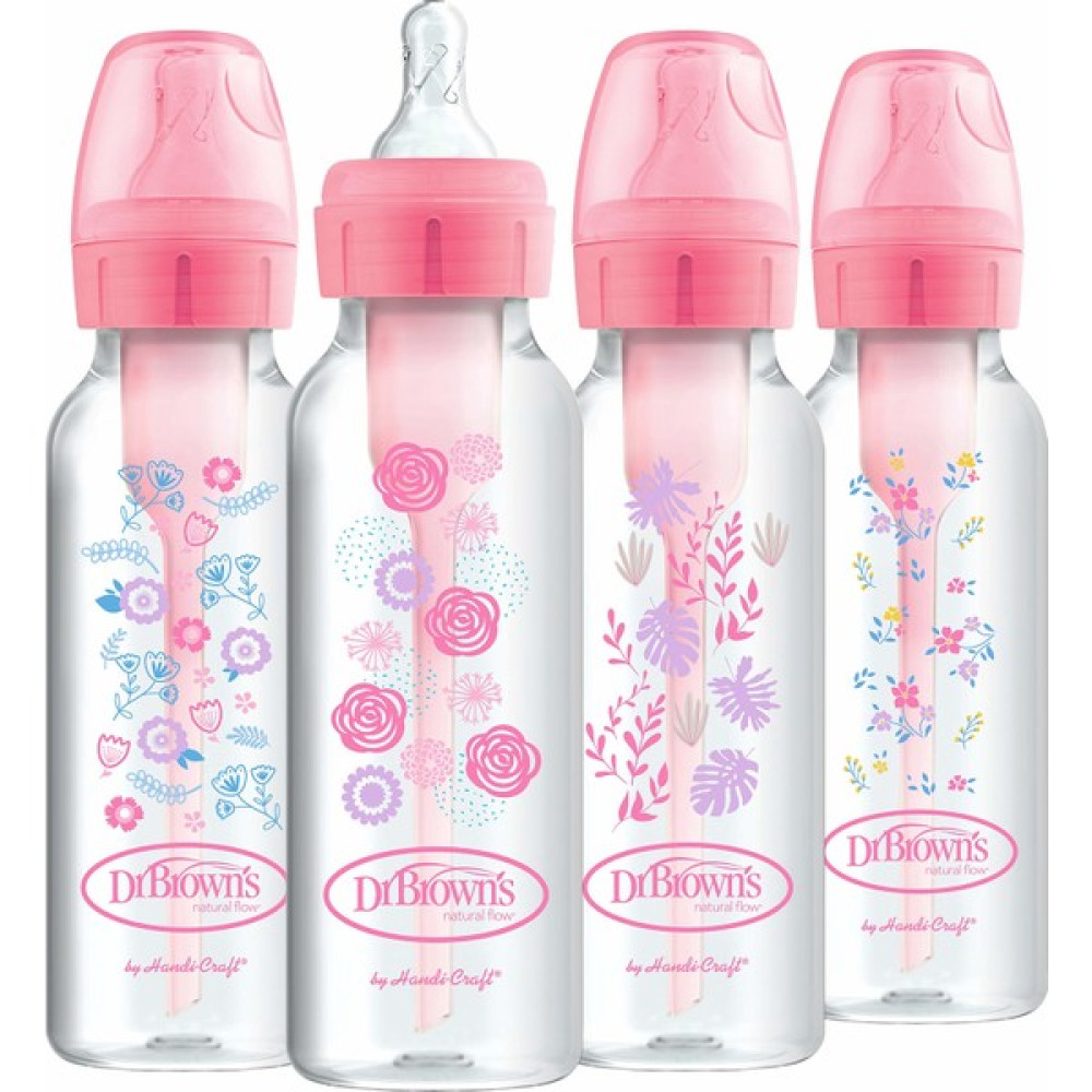 Dr. Brown's Options+ 250 ml Çiçek Desenli Antikolik Biberon Seti 3'lü - Pembe Biberon Fiyatı