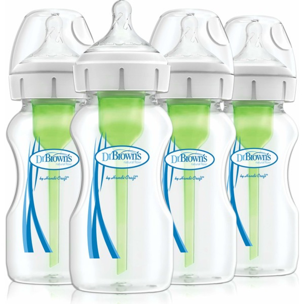 Dr. Brown's Options+ Geniş Boyunlu Gaz Yapmayan Antikolik Biberon Seti 4'lü - 270 ml - Yeşil Biberon Fiyatı