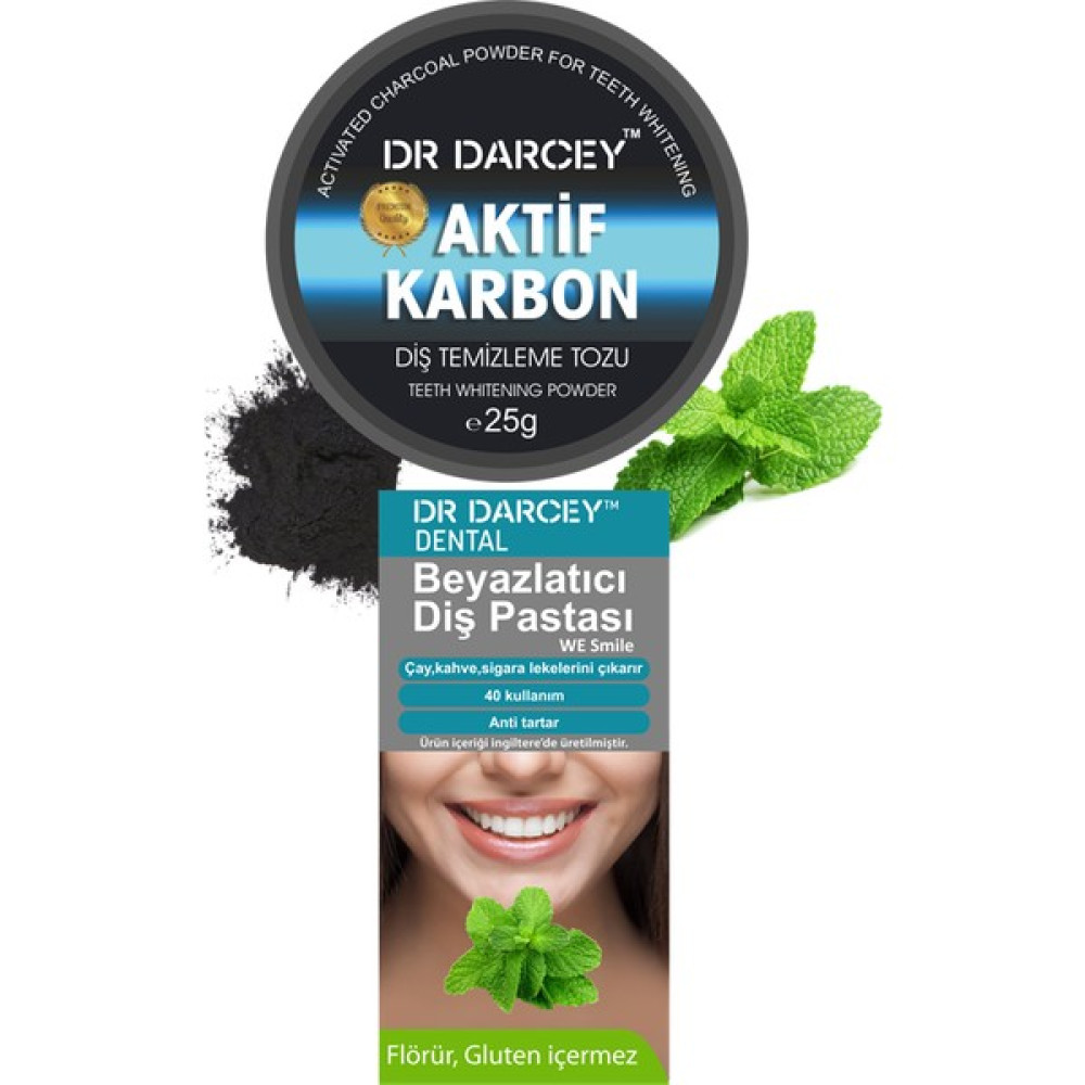 Dr Darcey Beyazlatıcı Diş Pastası 20 gr + Aktif Karbon Diş Temizleme Tozu 25 gr Diş Beyazlatıcılar Fiyatı