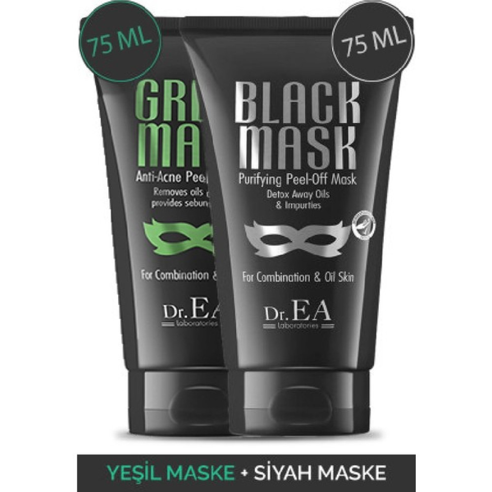 Dr. Ea Soyulabilir Siyah Maske ve Soyulabilir Yeşil Maske 2'li Özel Set 75 ml Maskeler Fiyatı
