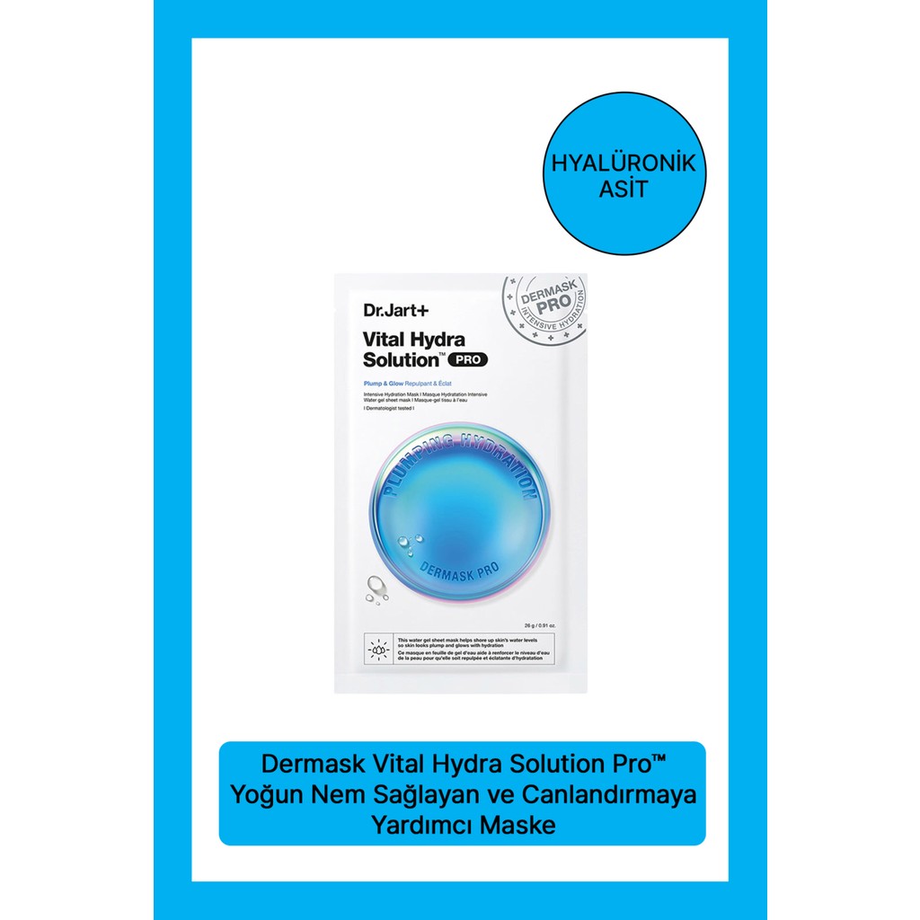 Dr. Jart+ Dermask Vital Hydra Solution Pro – Yoğun Nem Sağlayan ve Canlandırmaya Yardımcı Maske 26GM/.91OZ - PENTAVITIN Maskeler Fiyatı