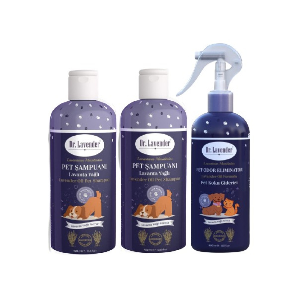 Dr. Lavender x 2 Köpek Şampuanı 400 ml Pet Shampoo + Lavanta Kedi Köpek Koku Giderici Sprey 400 ml Evcil Hayvan Ürünleri Fiyatı