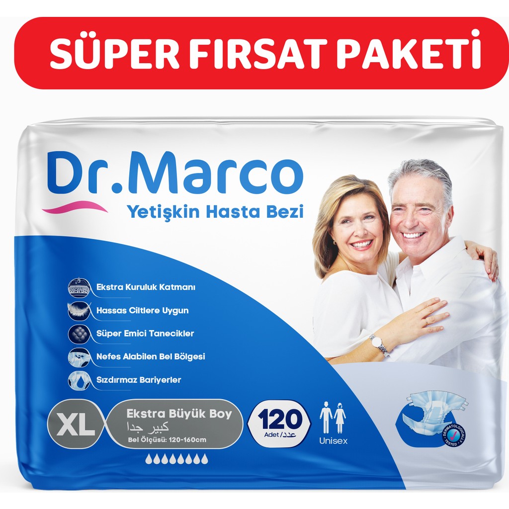 Dr Marco Dr.marco Yetişkin Bel Bantlı Hasta Bezi Ekstra Large 120 Adet - XL Hasta Bezleri ve Temizliği Fiyatı