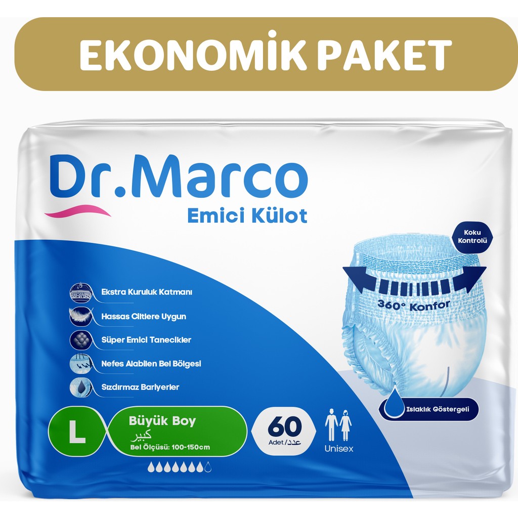 Dr Marco Dr.Marco Yetişkin Emici Külot Large 60 Adet Hasta Bezleri ve Temizliği Fiyatı
