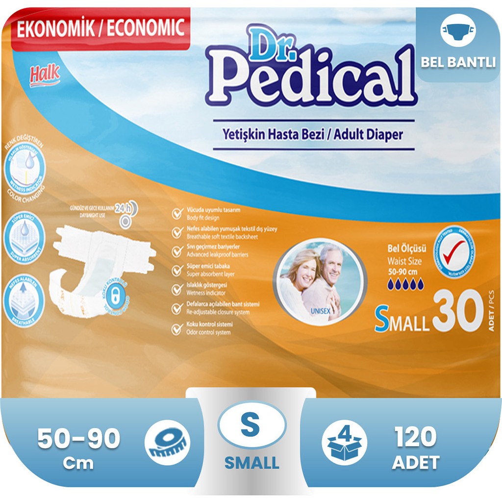 Dr. Pedical Belbantlı Hasta Bezi Small Küçük Beden 120 Adet Hasta Bezleri ve Temizliği Fiyatı