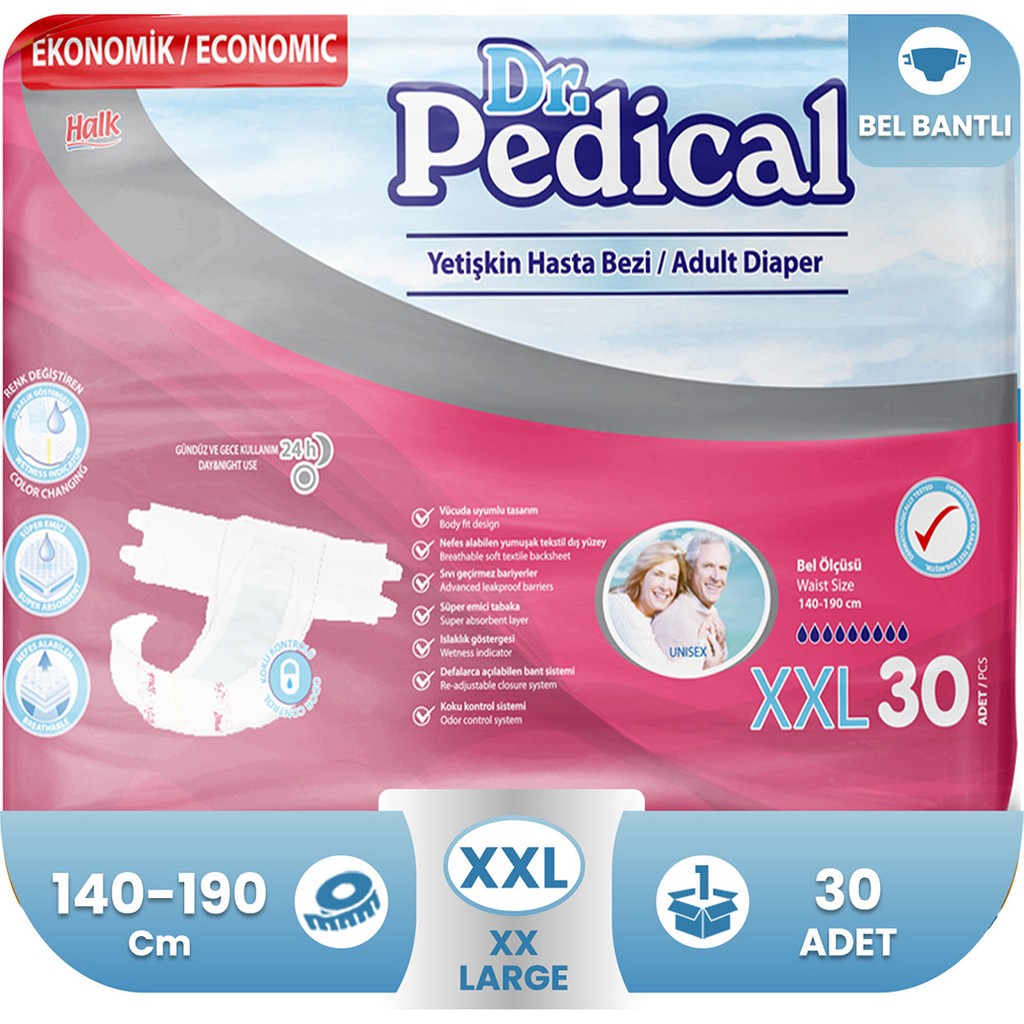 Dr. Pedical Belbantlı Tekstil Yüzey Hasta Bezi Ekstra Ekstra Large (2xl) 30'lu - 2XL Hasta Bezleri ve Temizliği Fiyatı