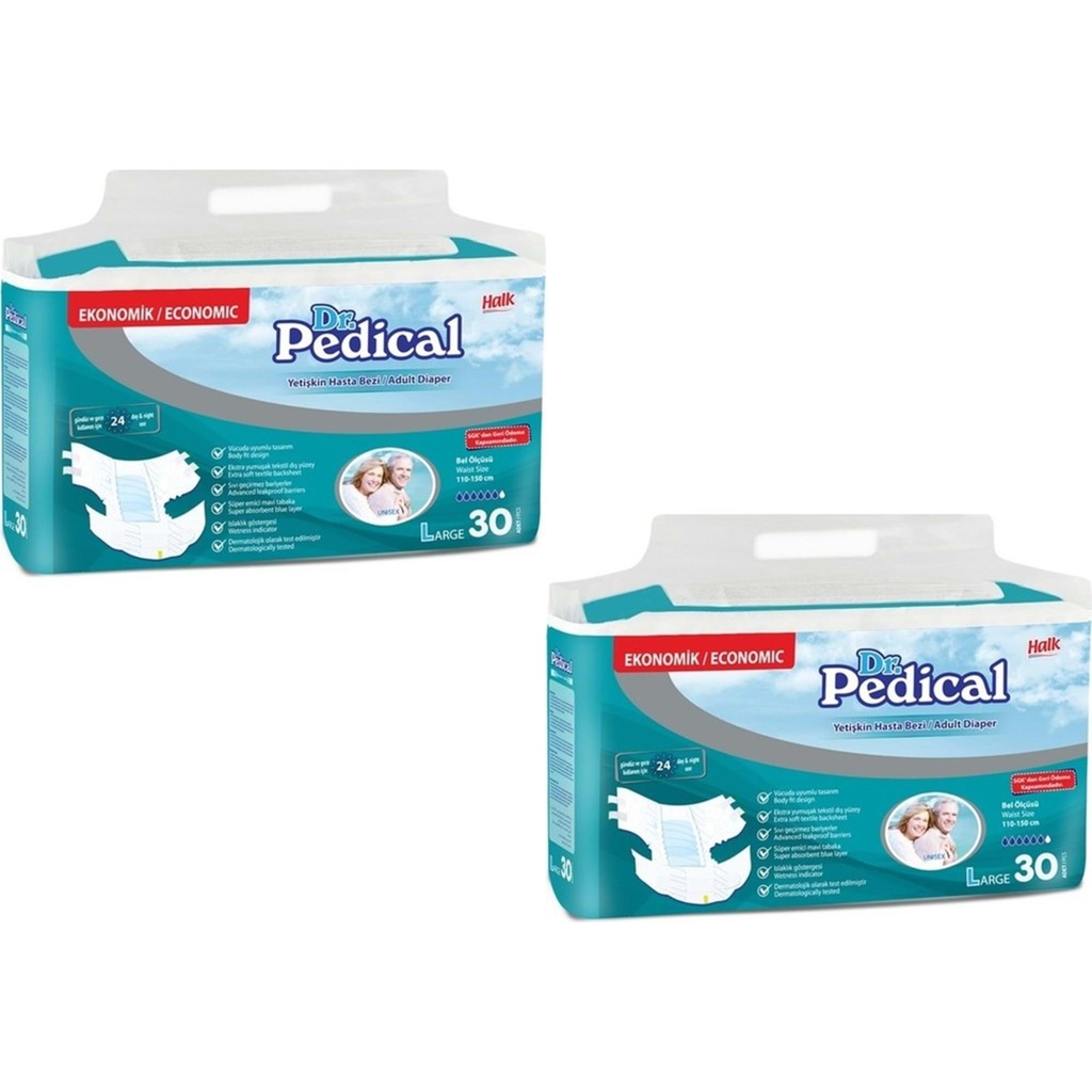 Dr. Pedical Belbantlı Yetişkin Hasta Bezi Large - 2 x 30 Adet - L - Beyaz Hasta Bezleri ve Temizliği Fiyatı