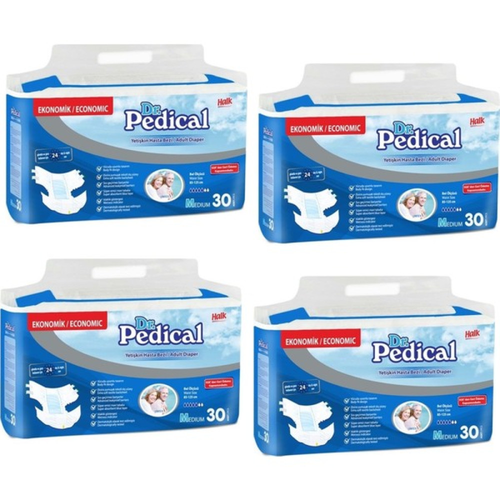 Dr. Pedical Belbantlı Yetişkin Hasta Bezi Medium - 4 x 30 Adet - M - Beyaz Hasta Bezleri ve Temizliği Fiyatı