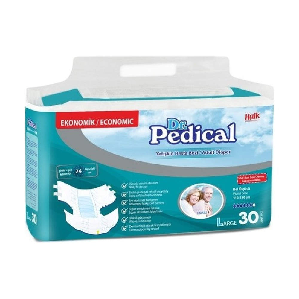 Dr. Pedical Dr.Pedical Bel Bantlı Hasta Alt Bezi Large Beden - L - Beyaz - Mavi Hasta Bezleri ve Temizliği Fiyatı