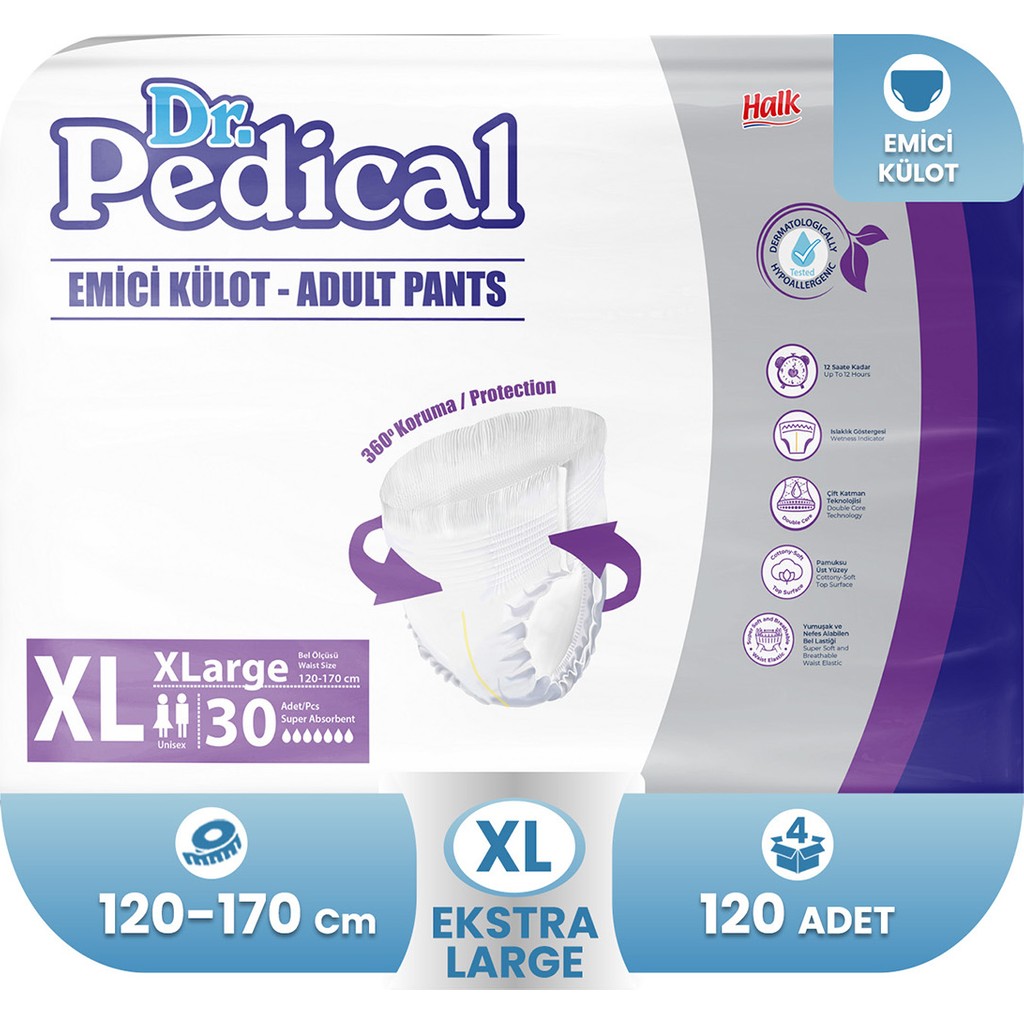 Dr. Pedical Emici Külot Ekstra Büyük XL Yetişkin Hasta Bezi 120 Adet Hasta Bezleri ve Temizliği Fiyatı