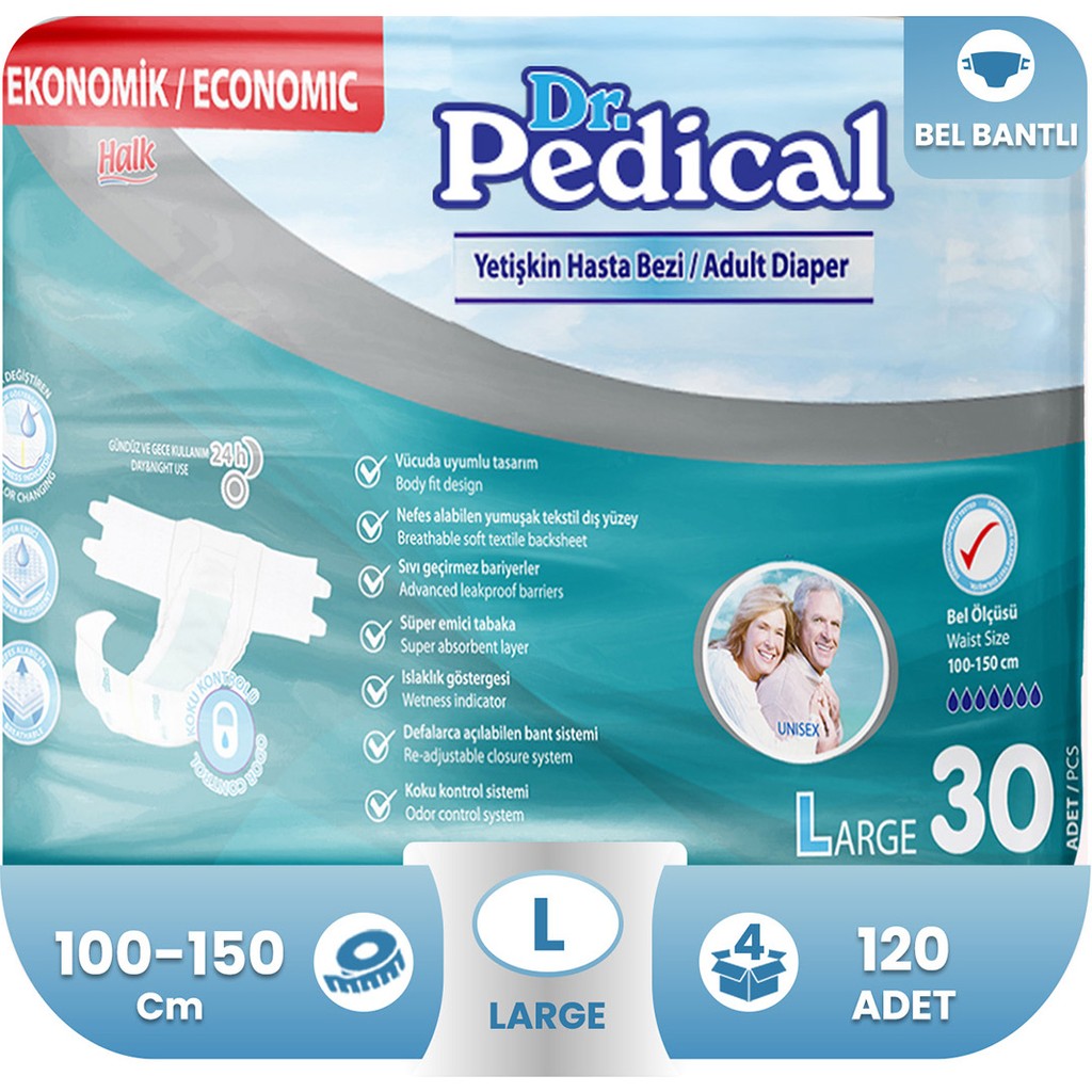 Dr. Pedical Hasta Bezi Bağlamalı Large 4 Pk - L Hasta Bezleri ve Temizliği Fiyatı