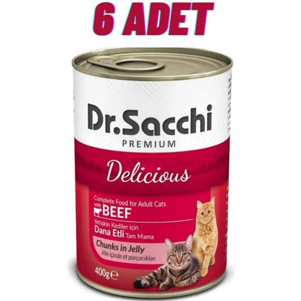 Dr. Sacchi Sığır Etli Kedi Konservesi 6X400 gr Evcil Hayvan Ürünleri Fiyatı