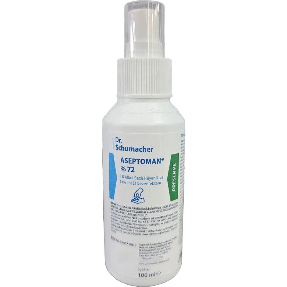 Dr. Schumacher Aseptoman %72 Alkol Bazlı Hijyenik El Dezenfektanı 100 ml Diğer Fiyatı
