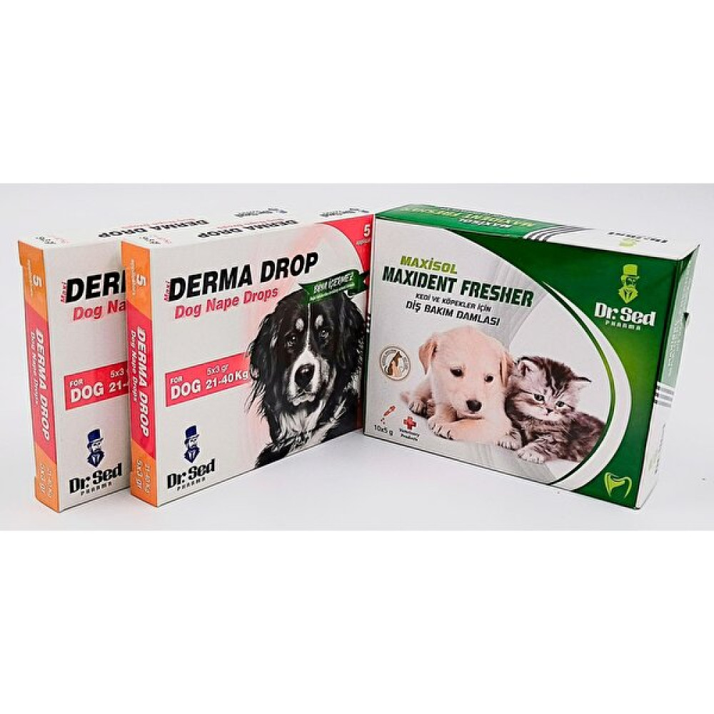 Dr Sed Pharma Derma 21-40 kg Köpek Dış Parazit Damla 2 Paket + Veteriner Onaylı Ağız Kokusu Giderici Evcil Hayvan Ürünleri Fiyatı