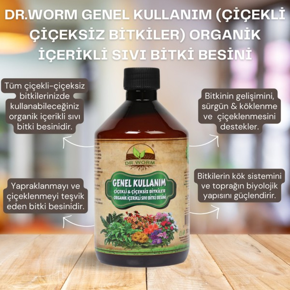 Dr Worm Çiçekli Çiçeksiz Bitkiler Genel Kullanım Organik İçerikli Sıvı Bitki Besini (Gübresi) 500 ml Gübre Fiyatı