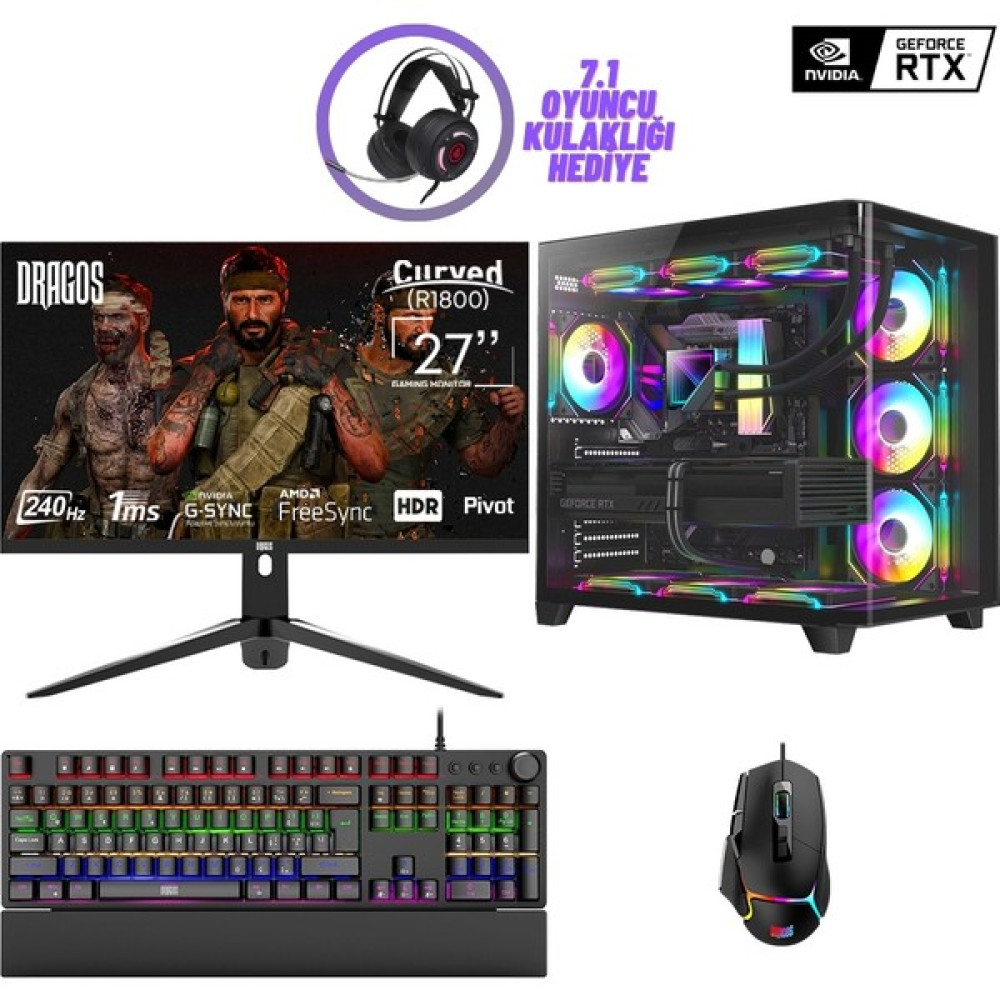 Dragos DRX7309 Ryzen 7 7700 32GB Ddr5 Ram 1tb Nvme 12GB RTX4070 Super 27 Inç 240Hz Curved Sıvı Soğutmalı Oyuncu Bilgisayarı Oto Boyaları Fiyatı