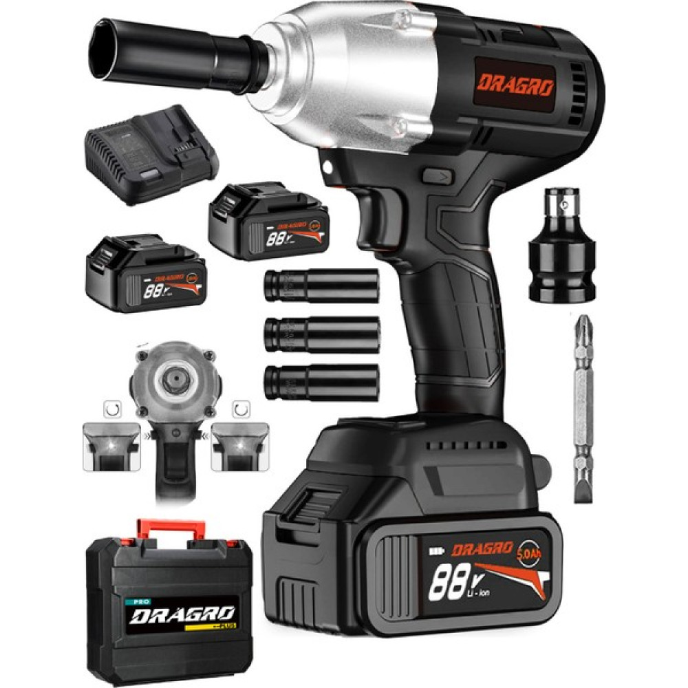 Dragro Alman 88 V 5 Ah Akülü Somun Bijon Sökme Takma Sikma Matkap Kömürsüz Akülü Vidalama Set Siyahh 003 Somun Sıkma Makinesi Fiyatı