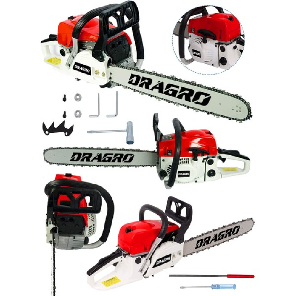 Dragro - Germany Benzinli Testere 9.9 Hp Ağaç Odun Dal Kesme Makinesi Motorlu Testere-Kırmızı Bahçe Makinesi Fiyatı