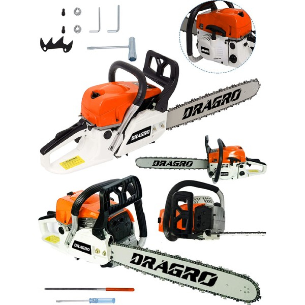 Dragro - Germany Benzinli Testere 9.9 Hp Ağaç Odun Dal Kesme Makinesi Motorlu Testere-Turuncu Bahçe Makinesi Fiyatı