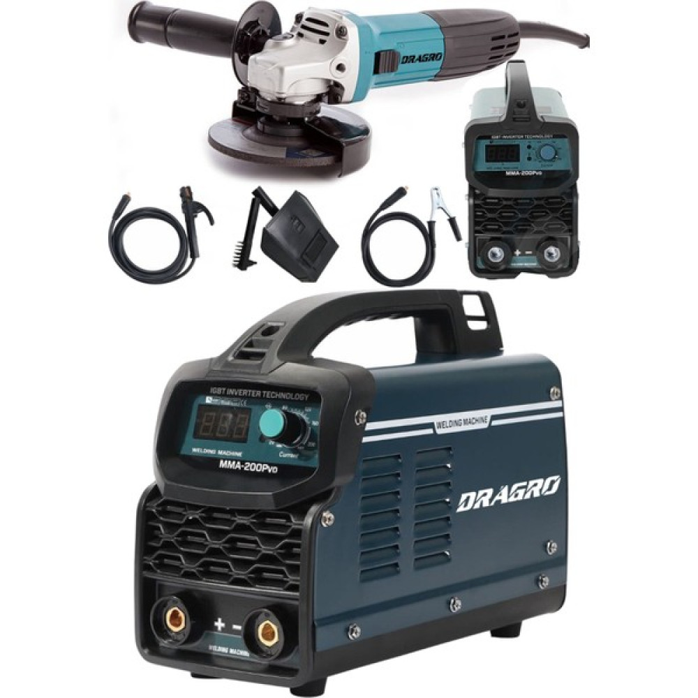 Dragro Germany Technology Çift Kartlı 200 Amper Invertör Kaynak MAKINASI-LACIVERT-3000W Taşlama 2li Set Kaynak Makineleri Fiyatı