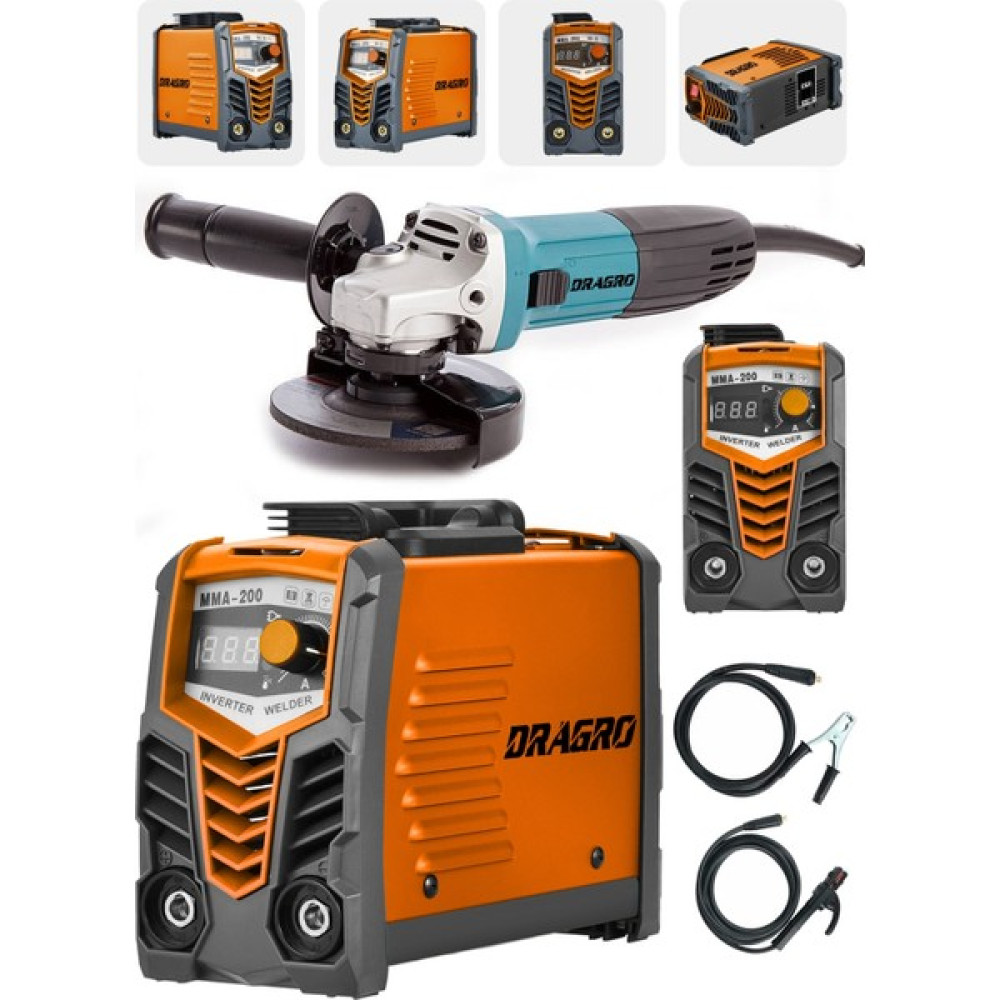 Dragro Germany Technology Çift Kartlı 200 Amper Invertör Kaynak MAKINASI-TURUNCU-3000W Taşlama +2li Set Kaynak Makineleri Fiyatı