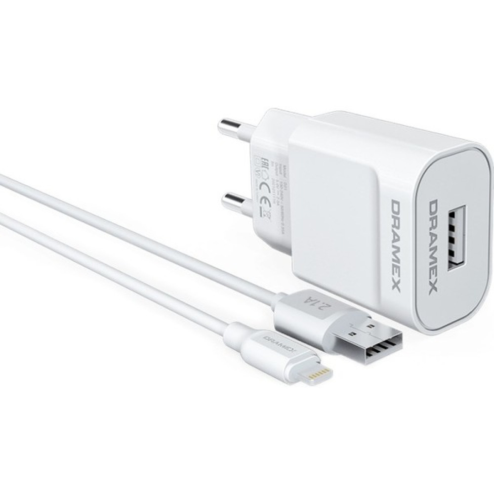 Dramex D21T 2.1A Type-C – USB Şarj Adaptörü & Şarj Data Kablosu - Beyaz Cep Telefonu Şarj Cihazı Fiyatı