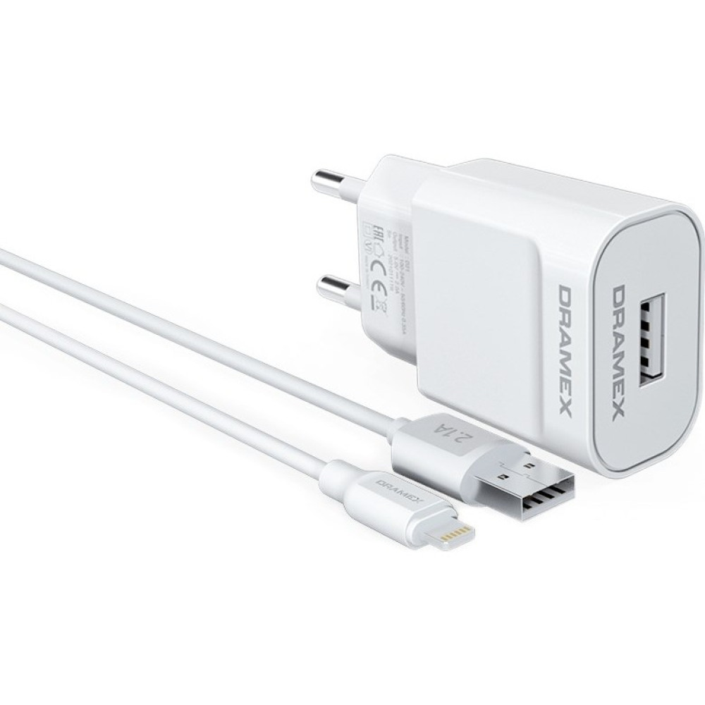 Dramex D21T 2.1A Type-C – USB Şarj Adaptörü & Şarj Data Kablosu - Beyaz Cep Telefonu Şarj Cihazı Fiyatı