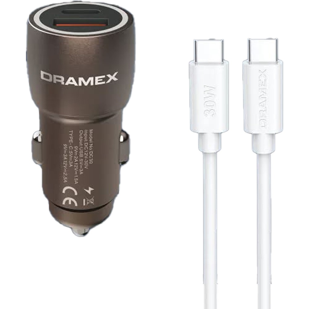 Dramex DC30T 3.1A 30W Pd Q.c. 3.0 1mt Type-C - Type-C Kablolu 1xtype-C + 1xusb-A Port Çıkışlı Hızlı Araç Şarj Cihazı - Kahverengi Bilgisayar Çevirici ve Adaptörü Fiyatı