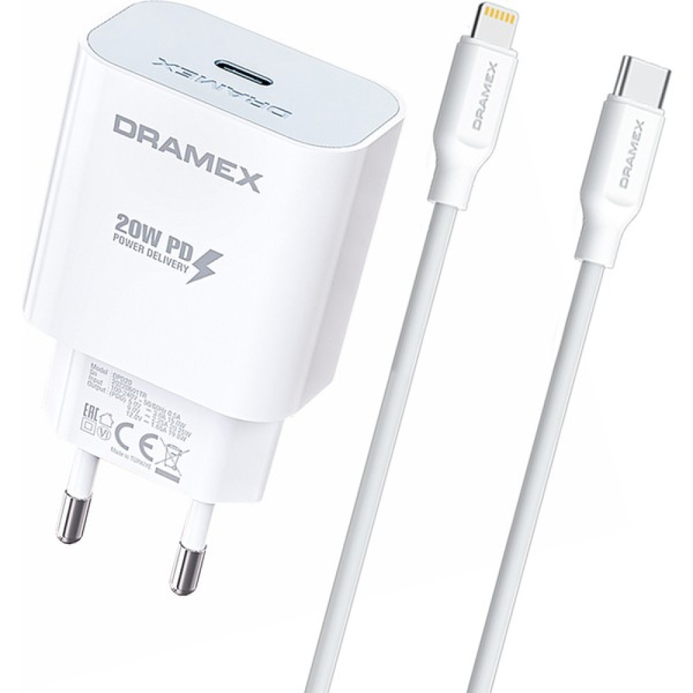 Dramex DPD20L Valence Type-C To Lightning Kablolu 20W Pd Hızlı Şarj Aleti Set - Beyaz Cep Telefonu Şarj Cihazı Fiyatı