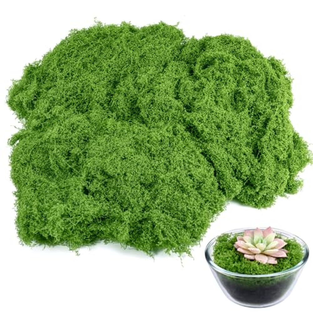 Draupnir Fake Green Moss for Potted Plants, 5.3OZ Moss Decor Artificial Faux Moss for Crafts Preserved Moss for DIY Decorative Moss Table Centerpieces Decor Fairy Garden Floral Wedding (150g)