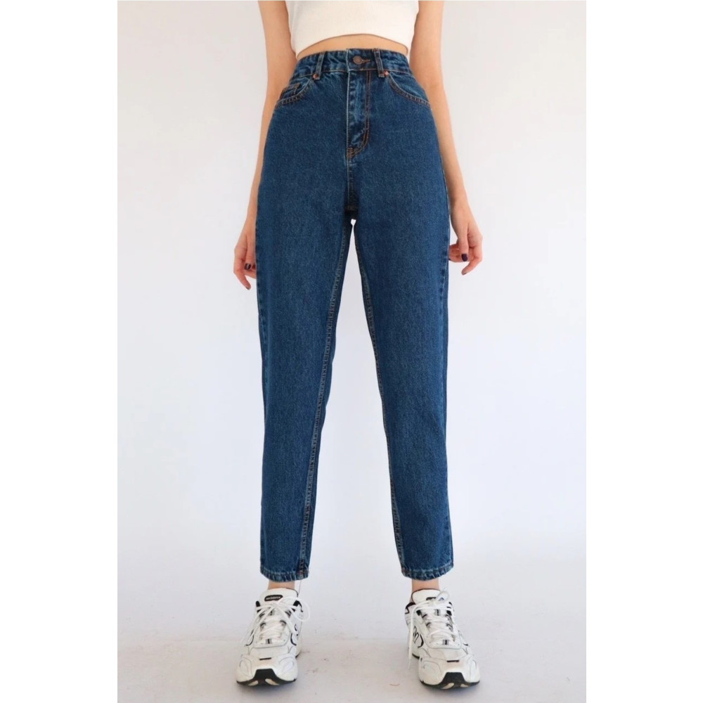 DRC trend Koyu Mavi Mom Jeans Likralı Yüksek Bel Mavi Kar Yıkamalı Mom Kot Pantolon 28 Beden Bayan Jeans / Kot Pantolon Fiyatı