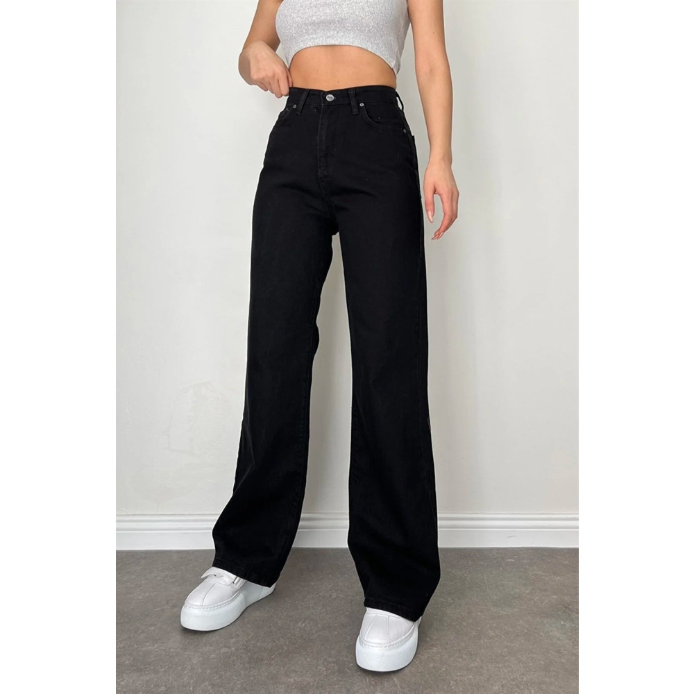DRC trend Penelope Power Likralı Kadın Siyah Süper Yüksek Bel Salaş Paça Denim Kot Pantolon 33 Beden Kadın Pantolon Fiyatı