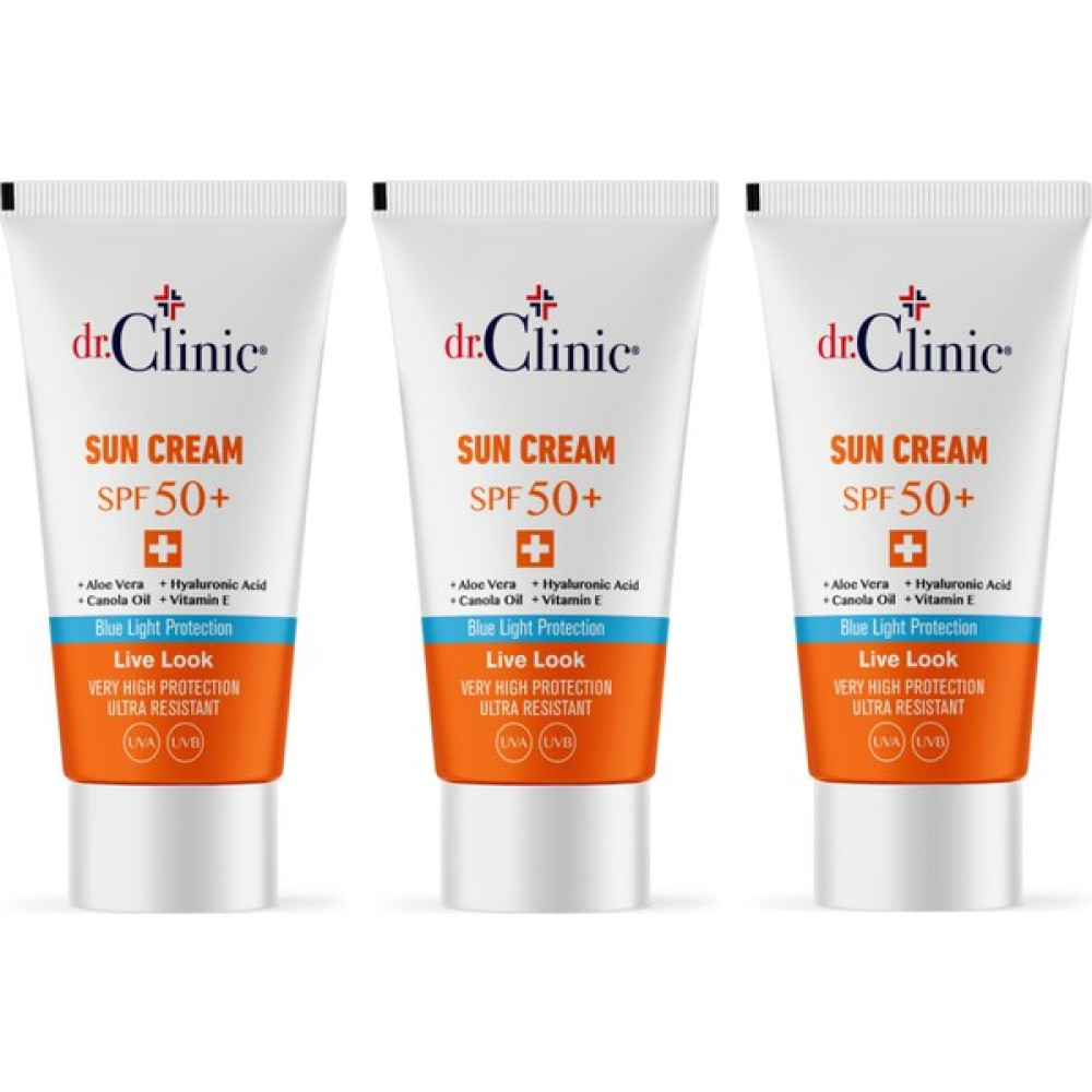 Dr.Clinic Spf 50+ Güneş Koruyucu Krem 50 ml x 3 Adet( UVA,UVB ve Mavi Işık Koruma ) Güneş Kremleri ve Losyonları Fiyatı