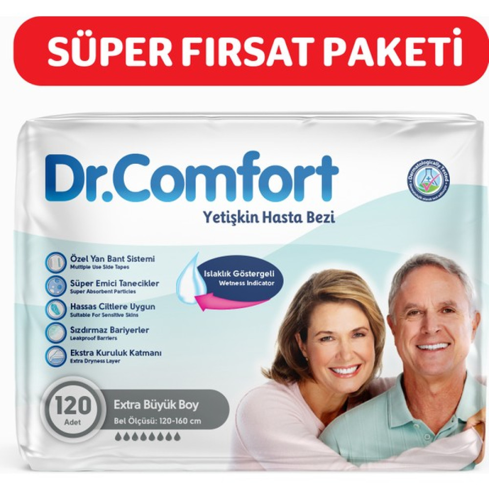Dr.Comfort Yetişkin Bel Bağlamalı Hasta Bezi Ekstra Large 30'Lu 4 Paket 120 Adet - XL - Beyaz Hasta Bezleri ve Temizliği Fiyatı