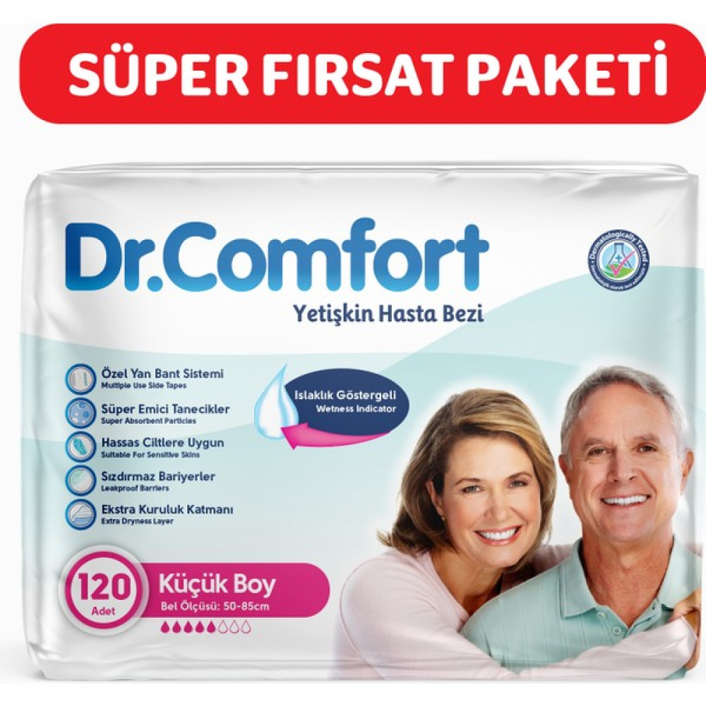Dr.Comfort Yetişkin Bel Bağlamalı Hasta Bezi Small 30'Lu 4 Paket 120 Adet - S - Beyaz Hasta Bezleri ve Temizliği Fiyatı